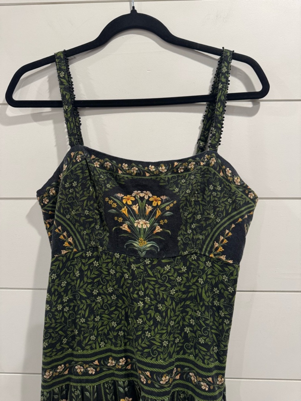 Farm Rio Arch Black Green floral Sleeveless Maxi Dress - Picture 6 of 13